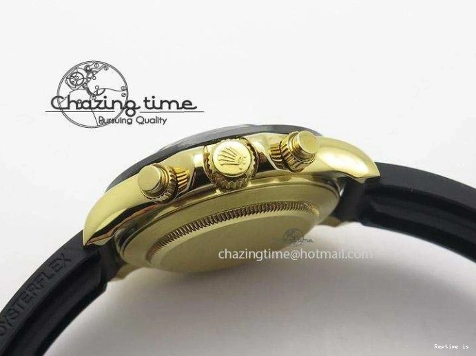 0105 Stylish Daytona YG BP Maker Gold Dial Sticks Markers On Rubber Strap A7750@ 4012